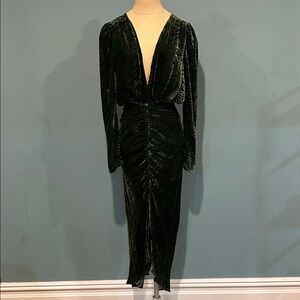 Ronny Kobo Astrid Dress size Small Burnout Velvet Green Black Silk Blend